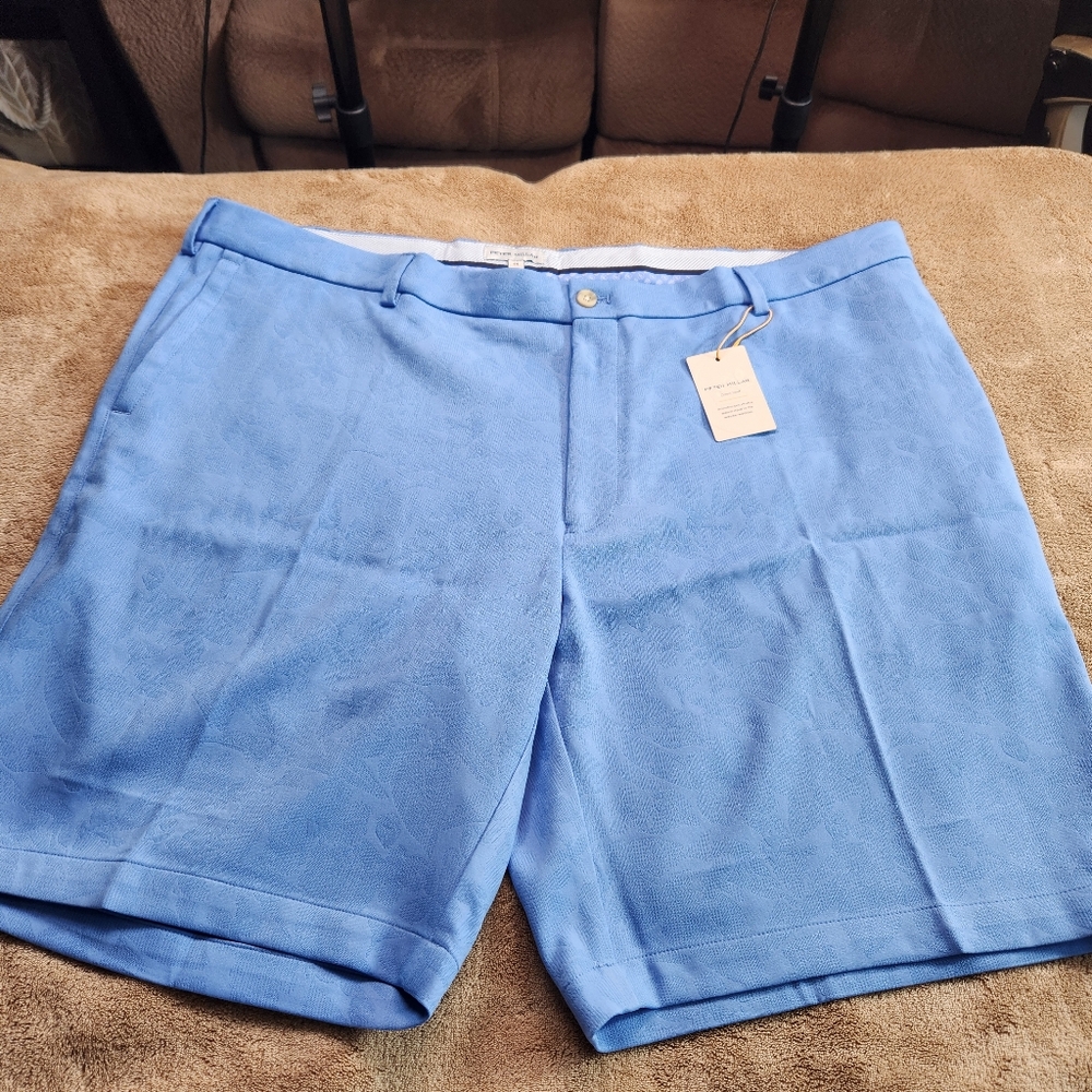 NWT Peter Millar Crown Sport Blue w Faint Floral Pattern.  44